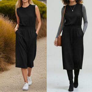 Garnet Hill Clean Girl Goth Coastal Cinch Waist Sleeveless Dress